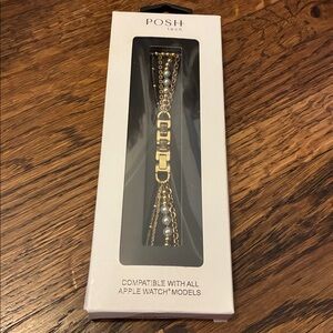 Posh Tech Faux Pearl Apple Watch Replacement Band Gold